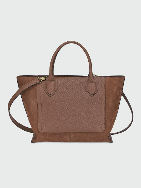 Longchamp -Cartera de cuero con asas y correa, Mailbox Marrón