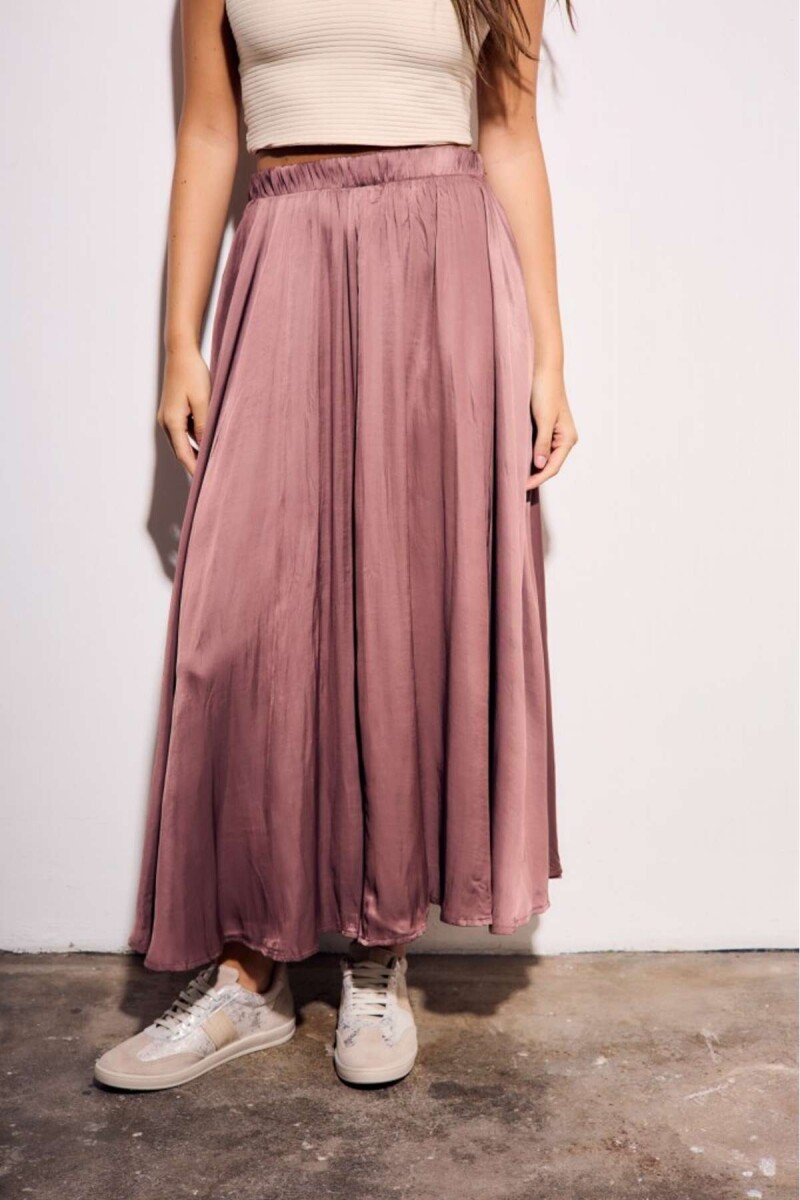 Falda Saten Pliegues - Rosa 