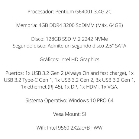 PC Lenovo M70Q G6400T 128GB V01
