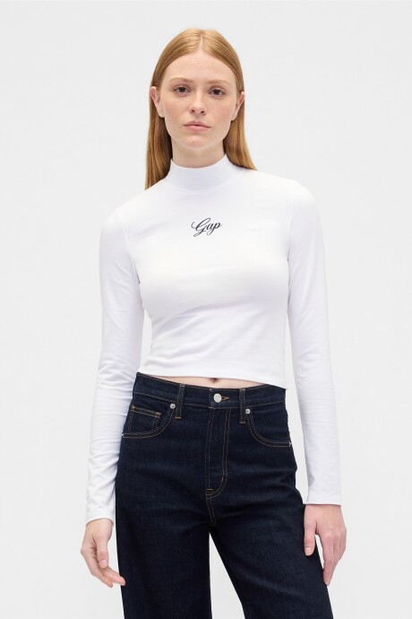 Remera Polera Logo Gap Mujer White Uk