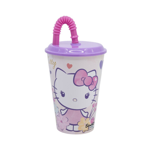 Vaso Plástico con Pajita Retráctil Hello Kitty 430 ml U