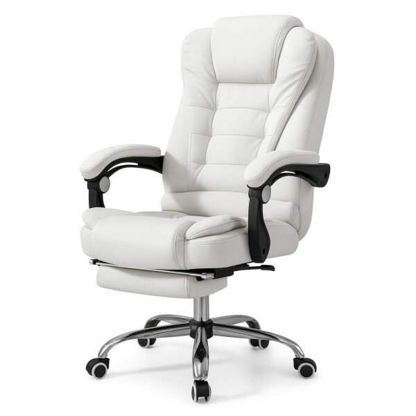 Silla Oficina Sillon Escritorio Ejecutiva Ergonomica Cuero con apoyapies IMBACK Color Blanco Silla Oficina Sillon Escritorio Ejecutiva Ergonomica Cuero con apoyapies IMBACK Color Blanco