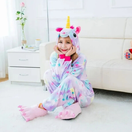 Set Infantil con Pijama Entero + Pantuflas Diseño Unicornio Multicolor/rosa