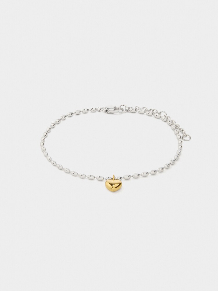 Pulsera Bicolor Colgante De Corazón - Acero Inoxidable bicolor