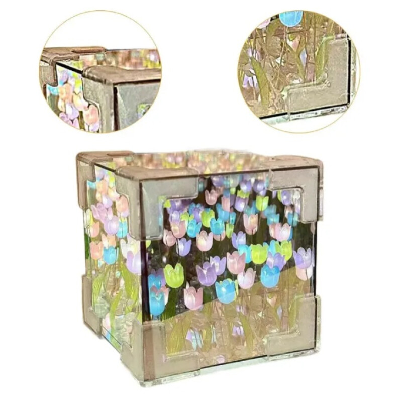 Lámpara De Espejo Cubico Con Forma De Tulipán Blanco