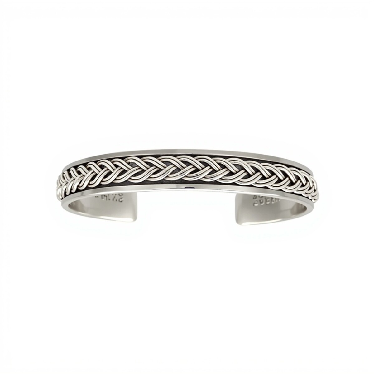 Brazalete trenzado con borde-Plata 925-Sin Piedra-BR3012 - sinpiedra 