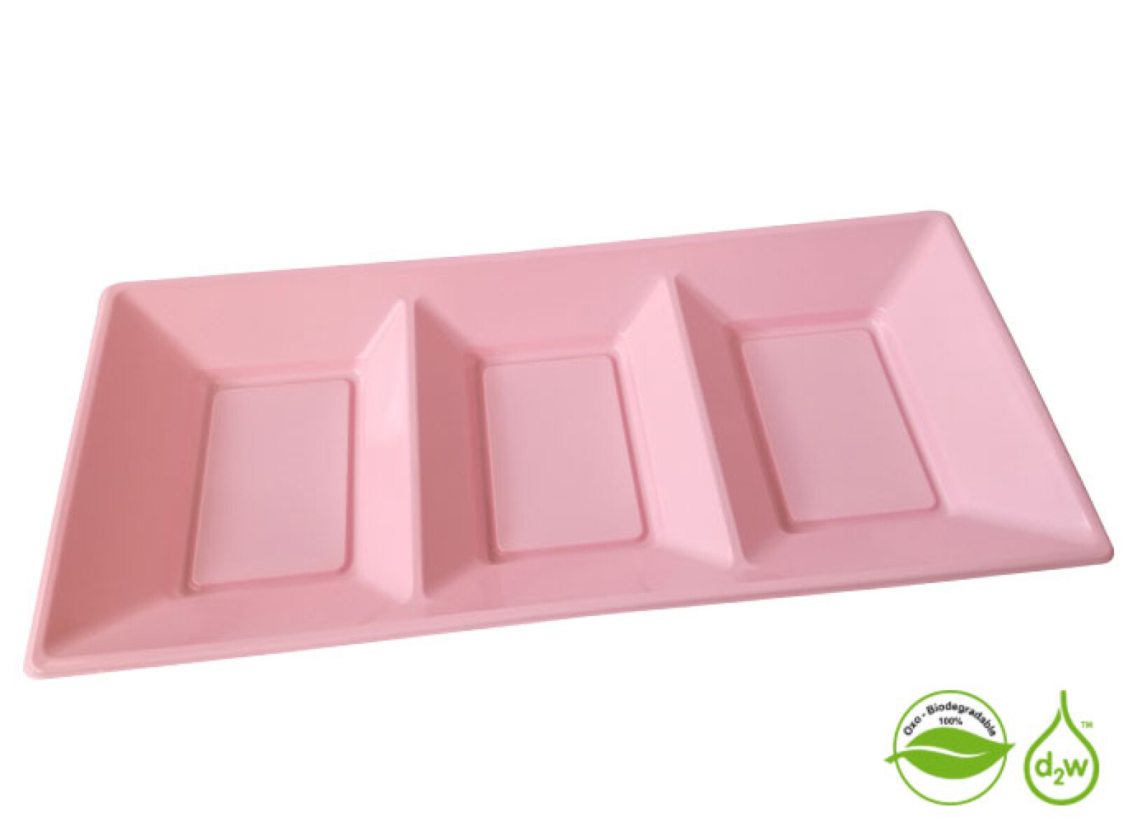 Bandeja Biodegradable Rectangular x3 Unidades - Rosado 