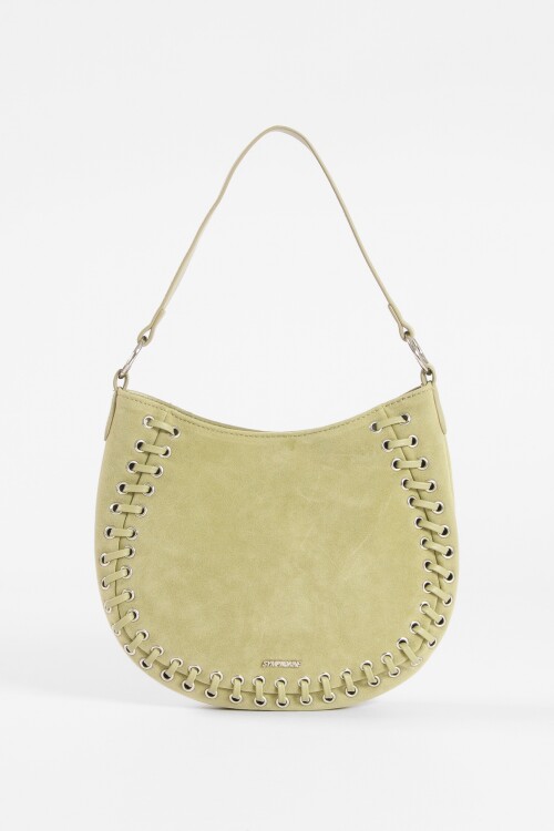 Cartera de hombro suede trenzado lima