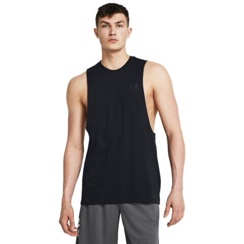 UA LEFT CHEST CUT OFF TANK-BLU BLK-001