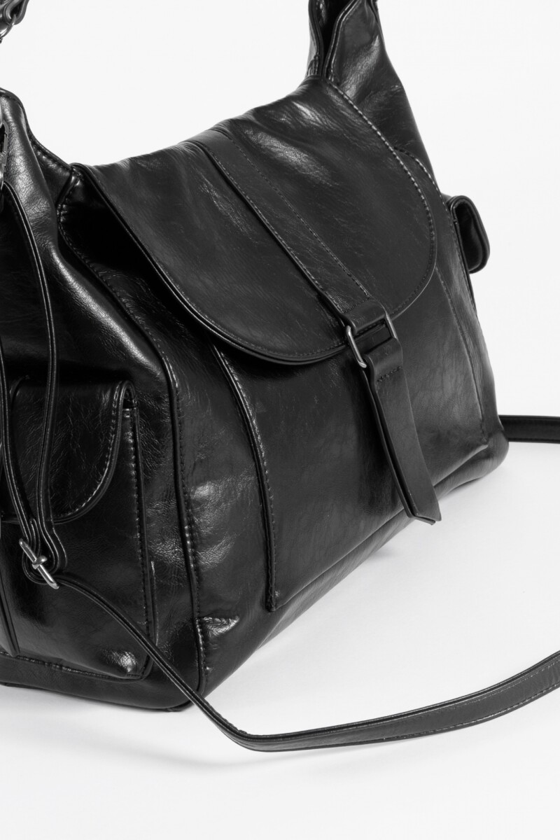 Cartera hobo con tapa negro