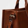 Cartera de mano Capri en cuero graneado Tabaco Niquel