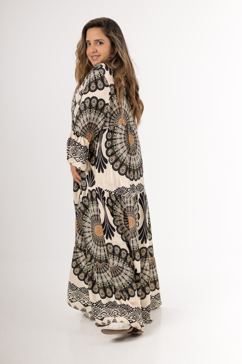 Vestido largo 100% viscosa Made in a Italy - Negro 