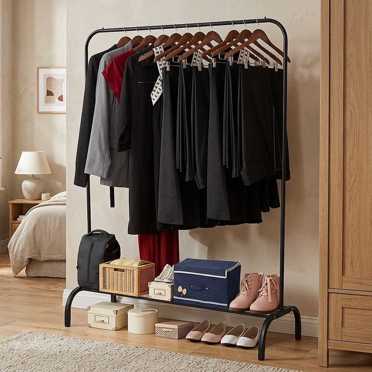 Perchero Para Ropa Percha Metal Organizador Estante Placard Imback Color Negro 