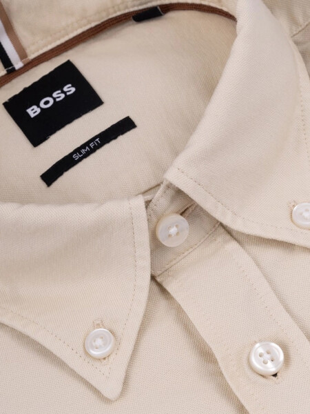 BOSS - Camisa Slim Fit Oxford Blanco Abierto