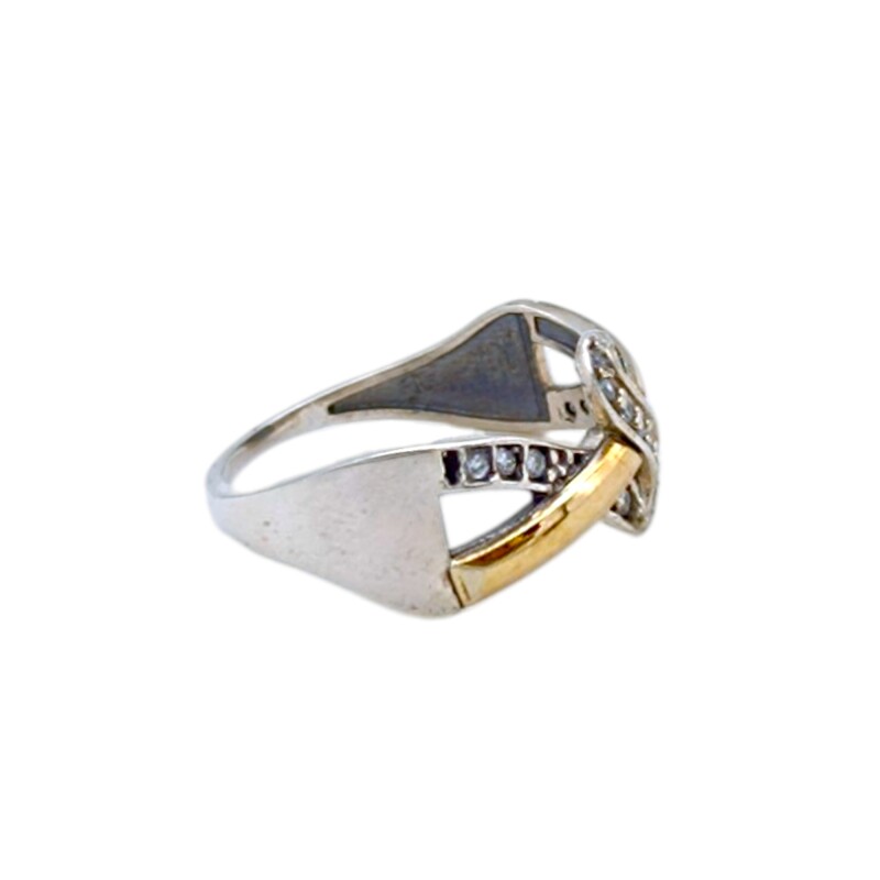 Anillo Entrelazado-Plata y Oro-Piedra Zirconia-AN5203 conpiedra