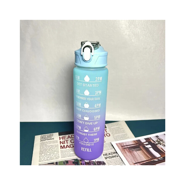 Botella De Agua Deportiva 900ML Motivacional Hidratacion Fit Variante Color Celeste