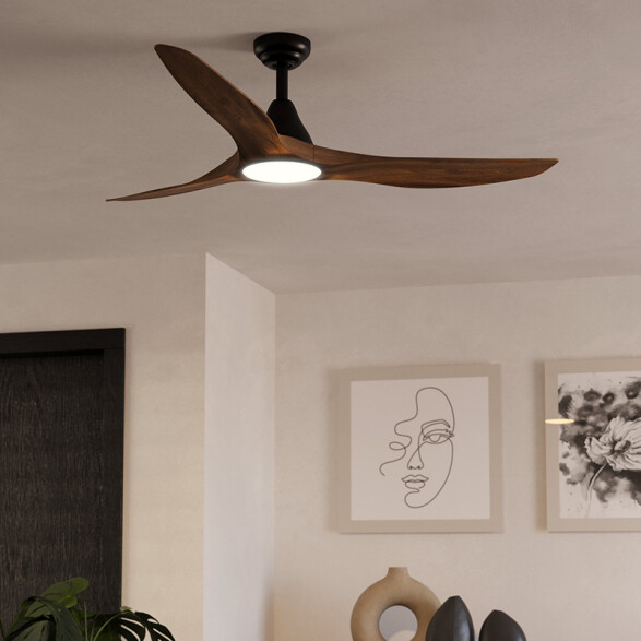 Ventilador de techo madera Ø1320mm con luz 19W EG0191