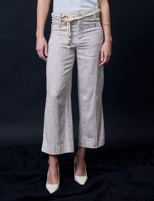 Pantalon Lino Cinto BEIGE/MULTI