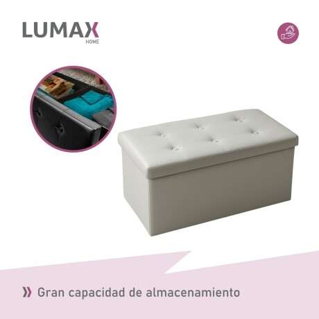 Puff Baúl Lumax Plegable 75x38 cm Organizador Living Dormitorio Gris claro
