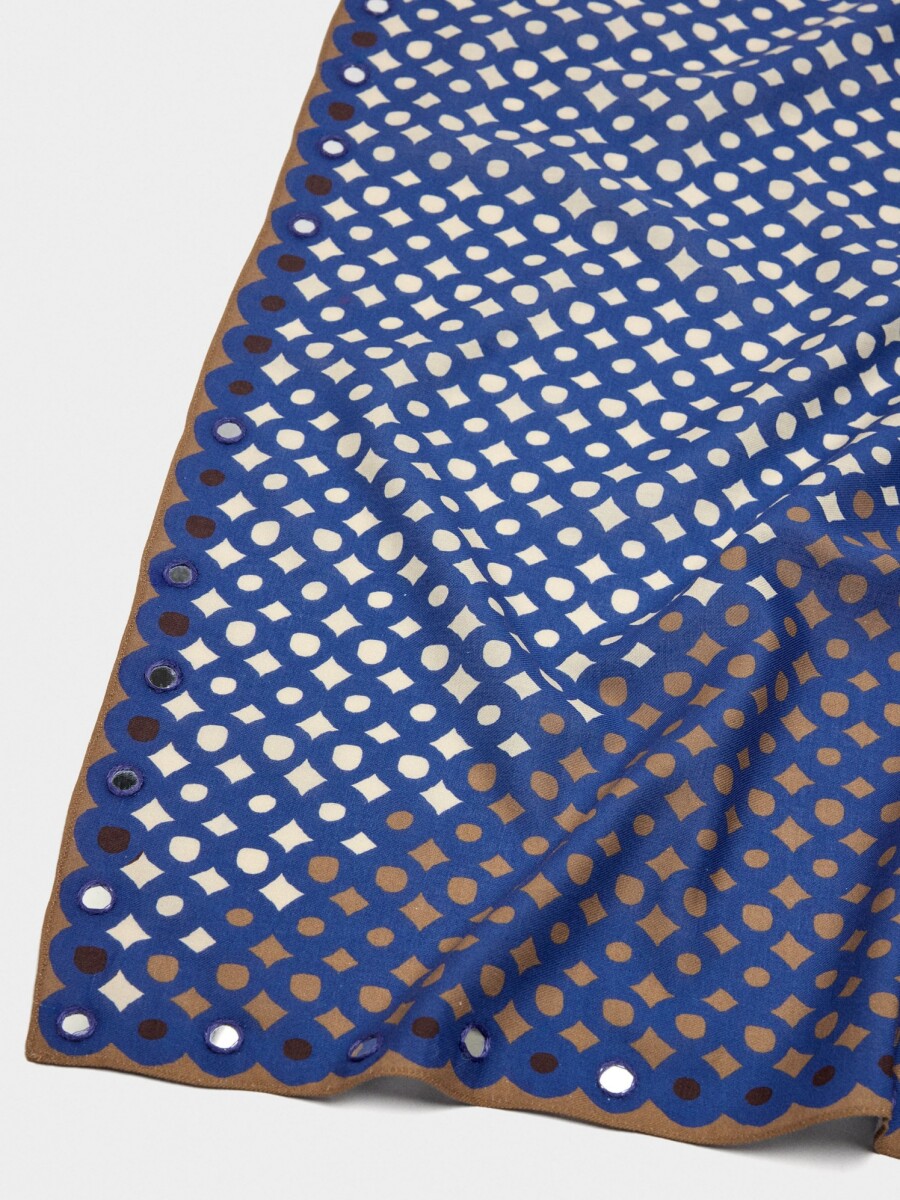 Pañuelo Cuadrado Estampado De Algodón azul