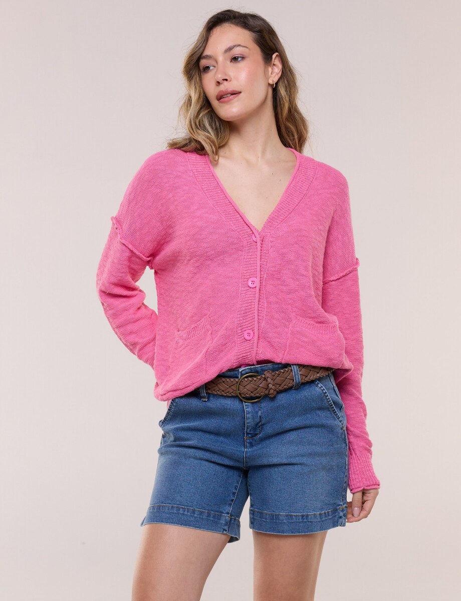 Cardigan Algodón Holgado - Rosa 