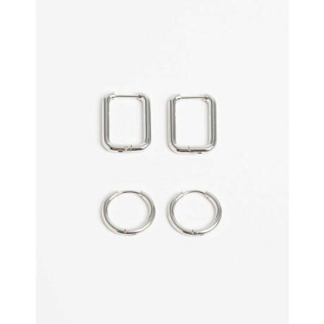 Aros Argollas Set Metal Plateado