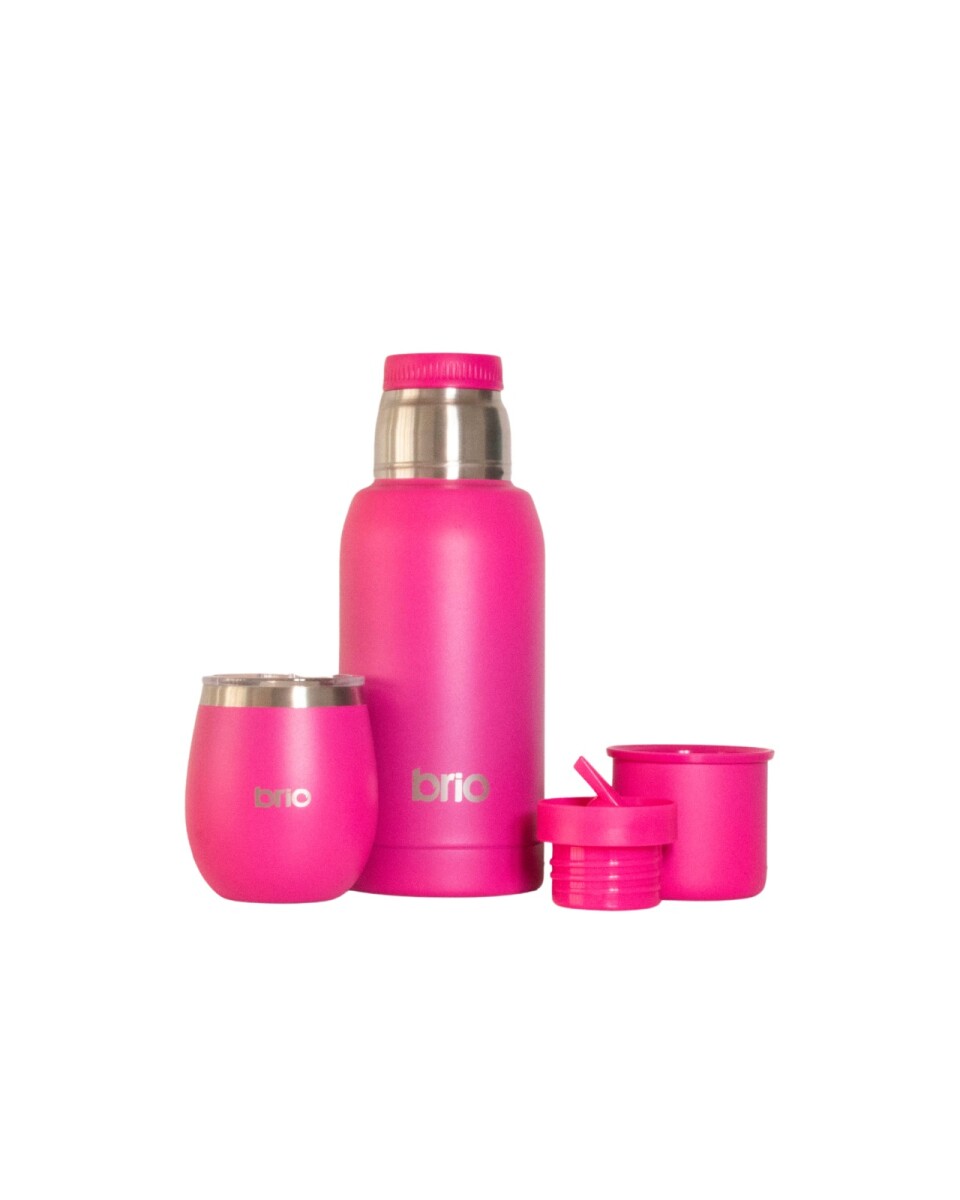 Set De Termo 750 Ml Y Mate Con Tapa brio Acero Inox - Frambuesa 