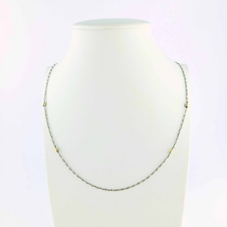 Gargantilla de plata 95 y double de oro 18 ktes, 50 cm. Gargantilla de plata 95 y double de oro 18 ktes, 50 cm.