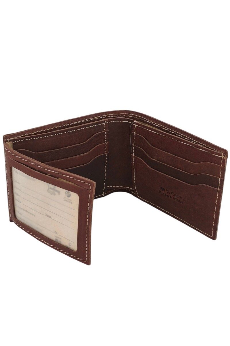 Billetera de cuero con detalle en guarda pampa Marron