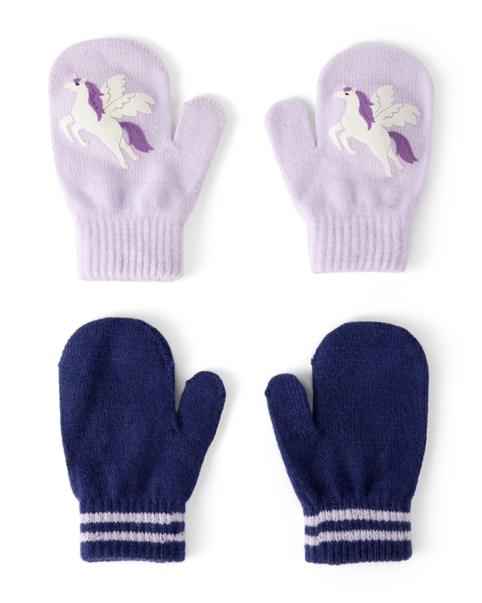 Pack dos pares de guantes mitones, diseño unicornio Sin color