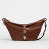 Bolso Bambu En Cuero Liso Satinado Tabaco