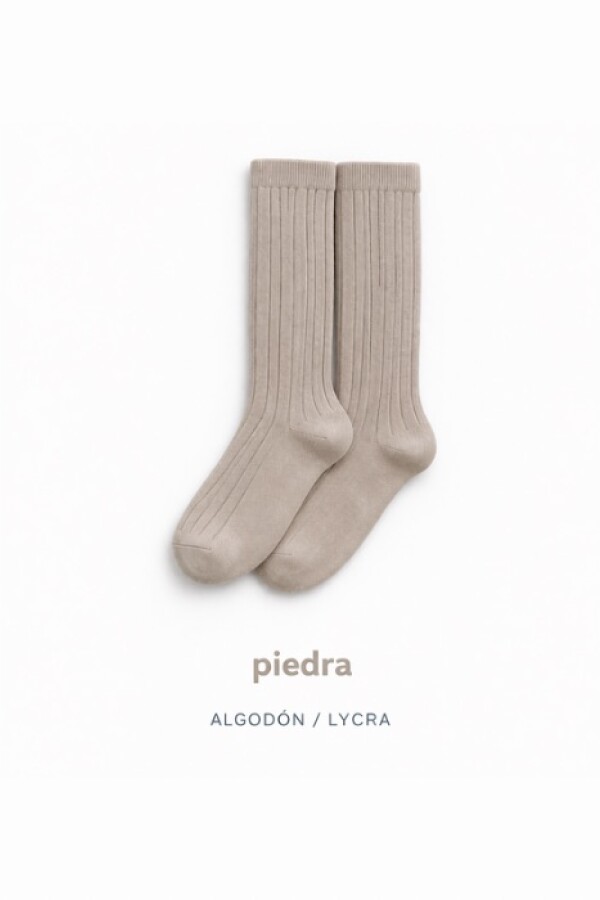 Calcetín alto canalé piedra Piedra