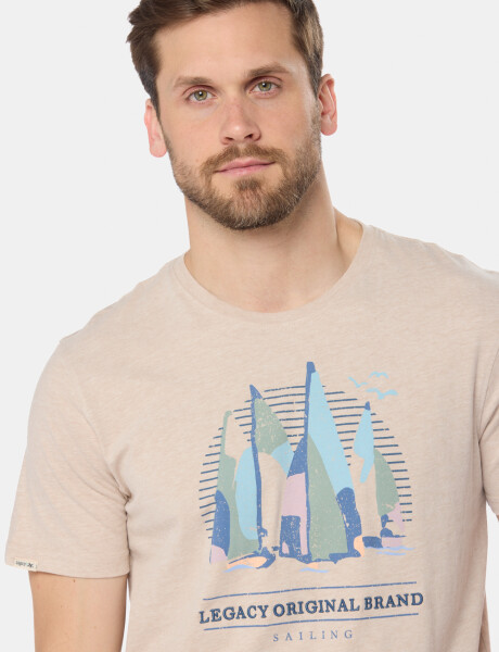 REMERA ESTAMPADA DE ALGODÓN Beige