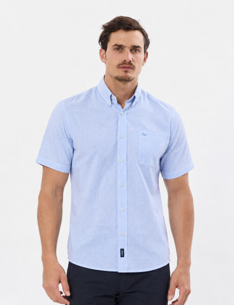 CAMISA CUADROS Celeste