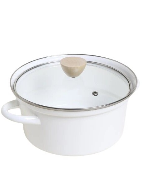 OLLA D22CM ENLOZADA TAPA VIDRIO BLANCO OLLA D22CM ENLOZADA TAPA VIDRIO BLANCO