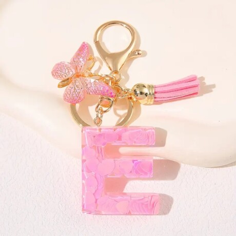 Llavero de letras E rosa
