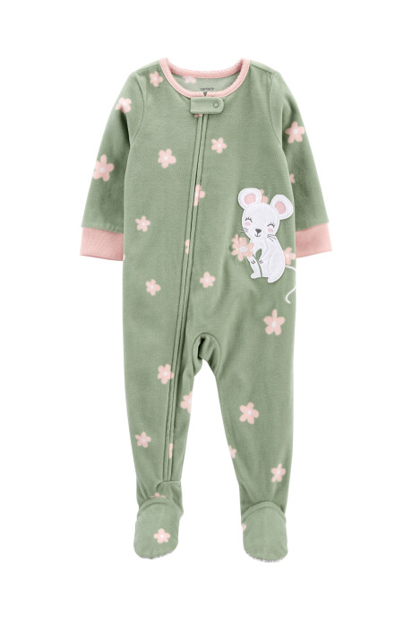 Pijama una pieza de micropolar con pie estampa ratoncita 0