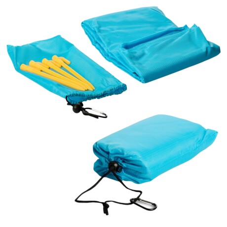 Alfombra De Playa Impermeable 2x2 Mts Con Estacas Azul