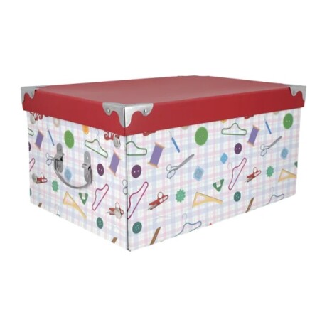 Caja Diseño con Herrajes 38 x 27 x 19 cm Cuerpo Cuadrille con Figuras de Costura