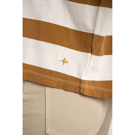 Remera Algodon Lavado Raya Camel Camel