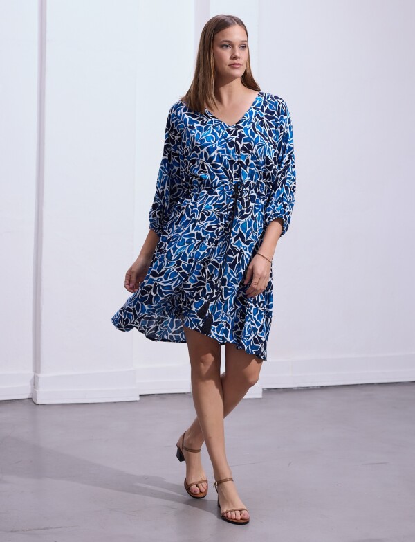 Vestido Esc V AZUL/MULTI