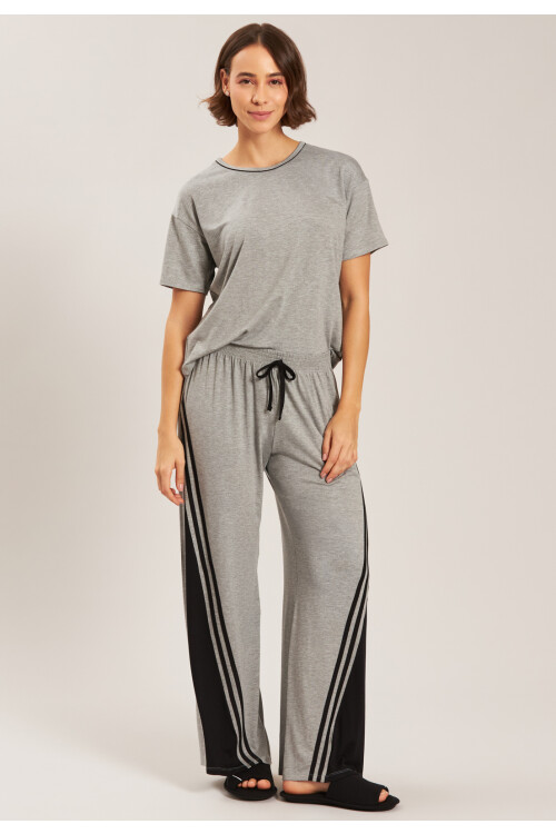 CONJUNTO COMBINADO LARGO GRIS C/NEGRO 21291