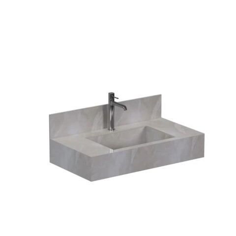 Mueble de baño suspendido de porcelanato Beige Napoles 80 cm con bacha incorporada Mueble De Baño Suspendido De Porcelanato Beige Napoles 80 Cm Con Bacha Incorporada