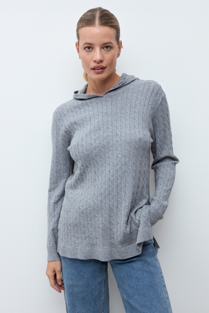 Hoodie tejido estructuras gris melange