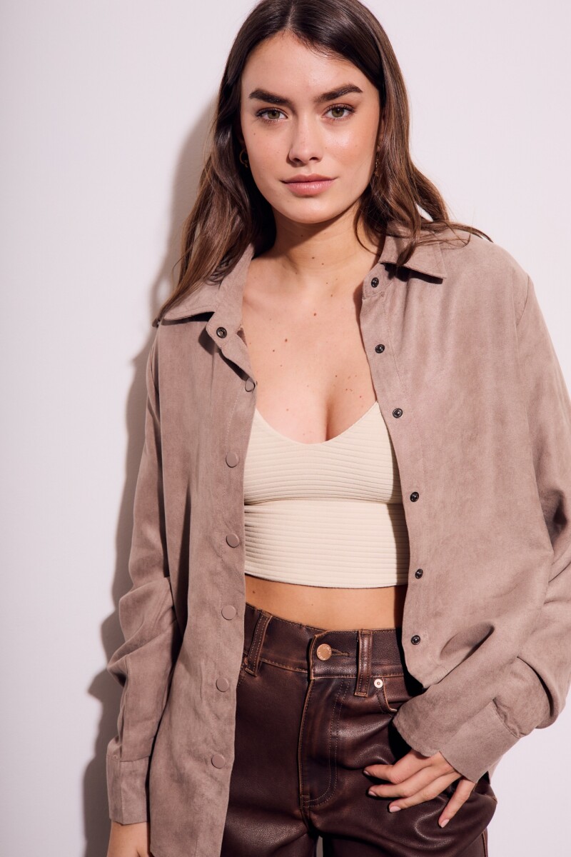 Camisa Gamuza Vegana Mocha