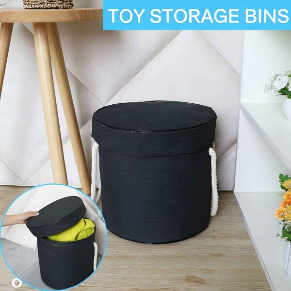 Canasto Alfombra Organizador Juguetes Plegable C/ Asa 150 cm Color Negro