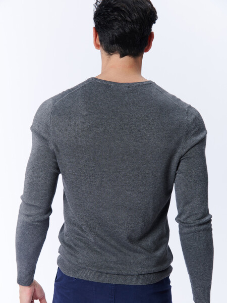 Buzo punto cuello a la base Gris Oscuro