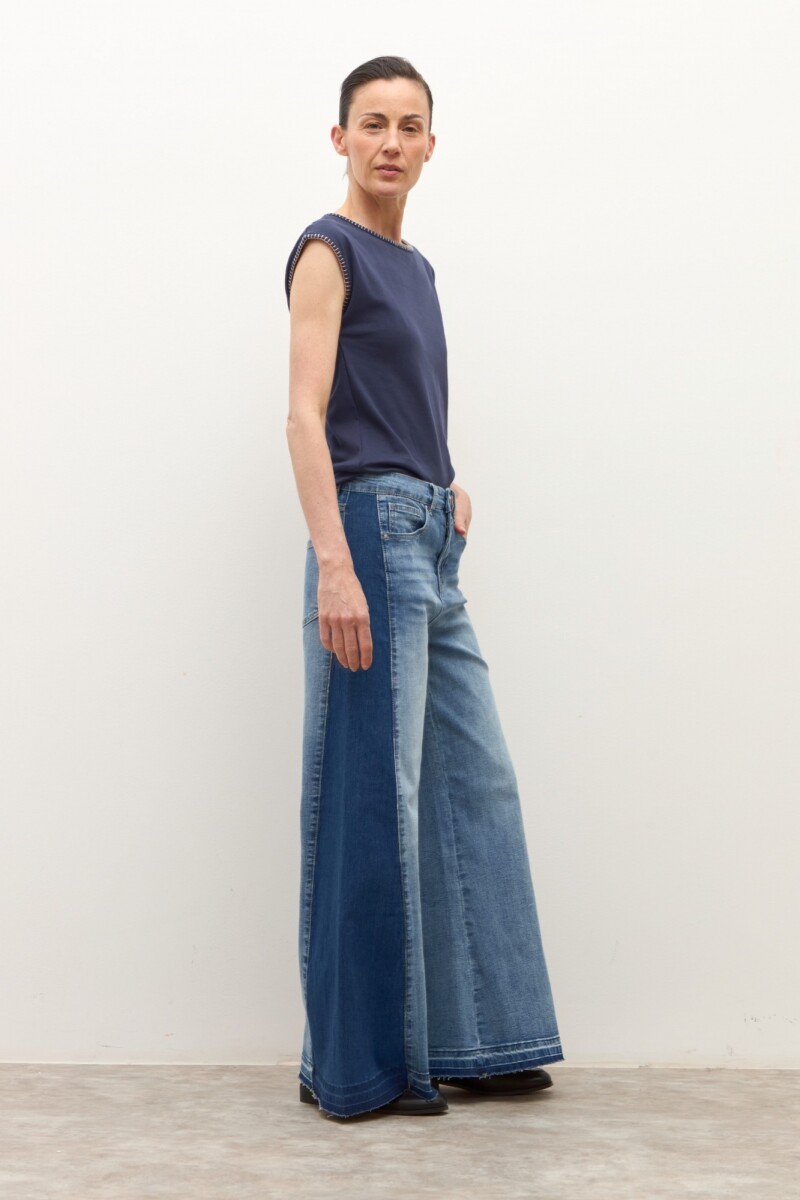 Jean wide leg Ada bicolor jean medio
