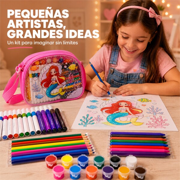 Set de Arte Infantil con Bolso 57 Piezas para Pintar y Dibujar ROSA