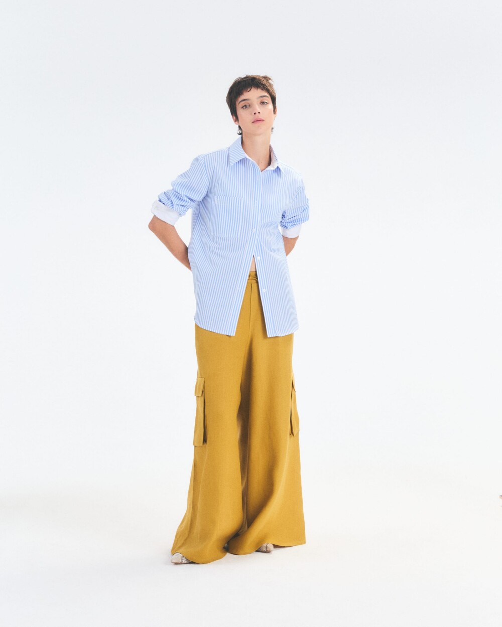 Camisa Strip Celeste